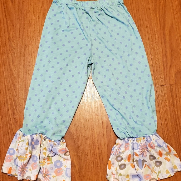 Matilda Jane Girl's PJ Polka Dot and Floral Ruffle Pants - Picture 4 of 6